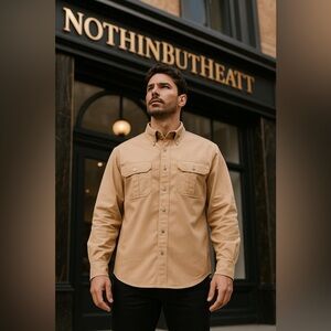 🔥 Remington Outdoor Clothing Men’s XXL – Rugged Khaki Western Work Shirt 🔥